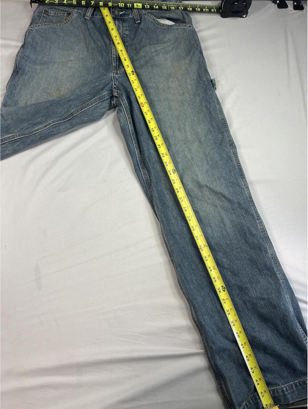 VTG BOHO 90’S GAP CARPENTER HEAVYWEIGHT LIGHT WASHER DENIM SIZE 33x34 100%Cotton - Picture 2 of 6
